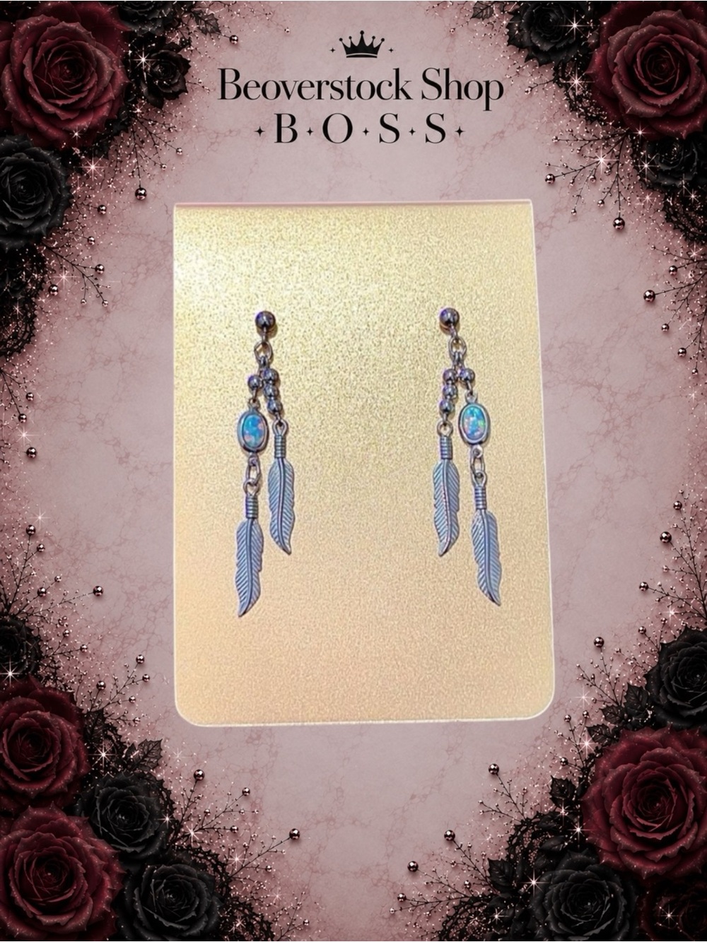 New Elegant Fire Opal Silver Leafs Dangle Earrings